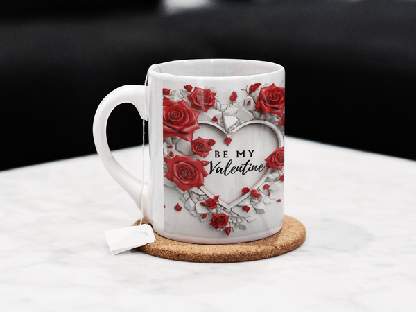 3D Valentines Day Heart Flower Mug Perfect Gift for Secret Valentine Love v1
