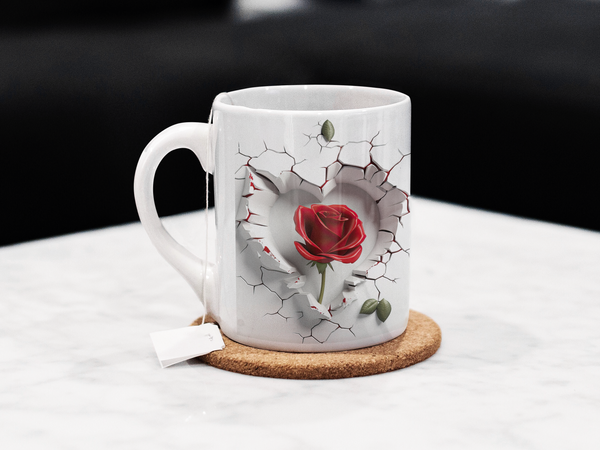 3D Valentines Day Heart Flower Mug Perfect Gift for Secret Valentine Love v2