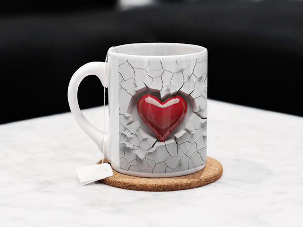 3D Valentines Day Heart Flower Mug Perfect Gift for Secret Valentine Love v3
