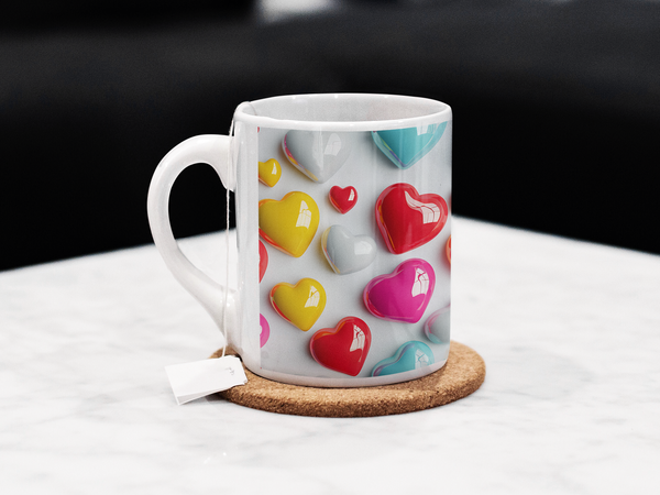 3D Valentines Day Heart Flower Mug Perfect Gift for Secret Valentine Love v7