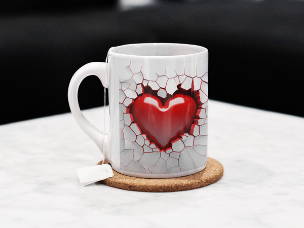 3D Valentines Day Heart Flower Mug Perfect Gift for Secret Valentine Love v8