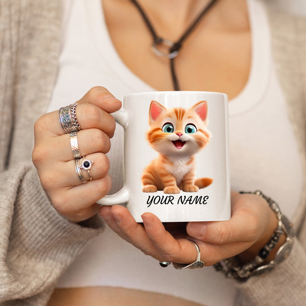 Cute Cat Animal Funny Novelty Mug Personalised Adult Kids Children's Gift