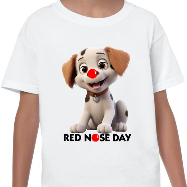 Red Nose Day T-shirt Cute Funny DOG 2024 School Day Adult Kids Children's Novelty Charity