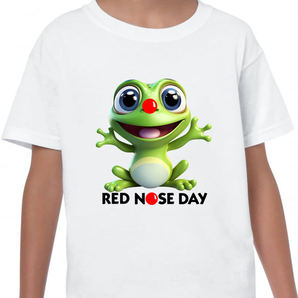 Red Nose Day T-shirt Cute Funny Frog 2024 School Day Adult Kids Children's Novelty Charity