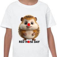 Red Nose Day T-shirt Cute Funny Hedgehog 2024 School Day Adult Kids Children's Novelty Charity