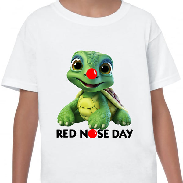 Red Nose Day T-shirt Cute Funny Turtle 2024 School Day Adult Kids Children's Novelty Charity