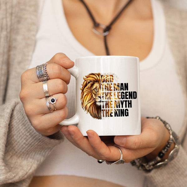 Dad The Legend The King Lion Mug Personalised Customised Gift Present Birthday Christmas Fathers Day Dad Daddy Grandad Ceramic Coffee Cup Drinkware Tea