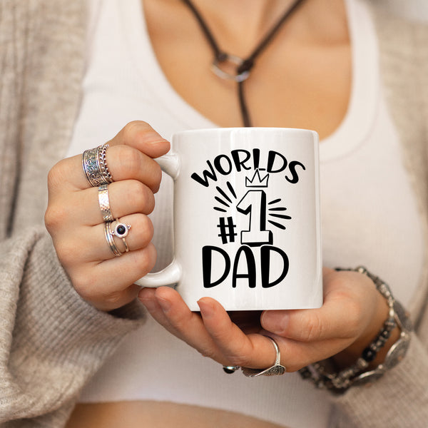 Worlds number one Dad Mug Personalised Customised Gift Present Birthday Christmas Fathers Day Dad Daddy Grandad Ceramic Coffee Cup Drinkware Tea