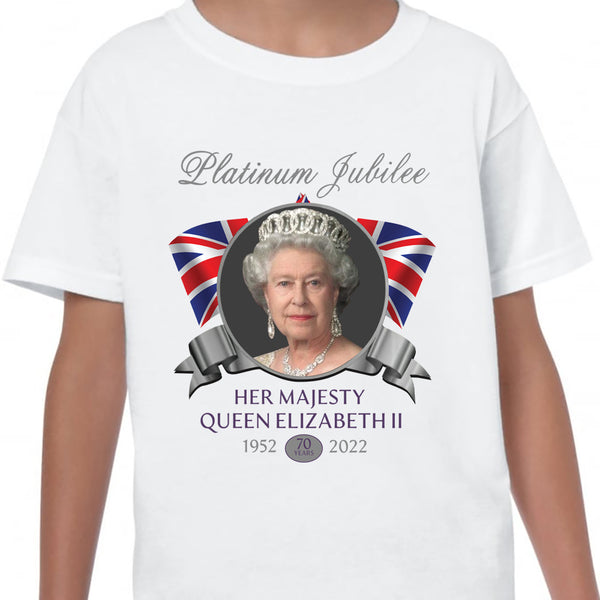 Kids T-Shirt Queen Elizabeth II Platinum Jubilee 2022 Celebration 70 Years Top v6