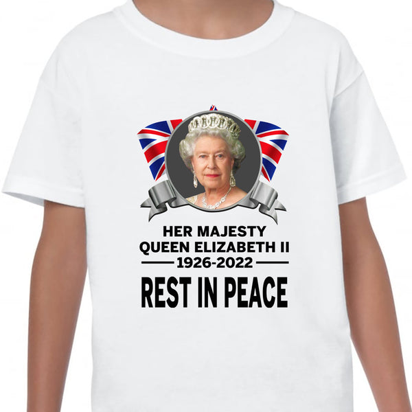 T-Shirt Queen Elizabeth II Rest in Peace 1926 - 2022 Tribute RIP Adult kids V4