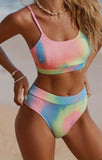 Women's Fashion Tie-dye Pleated Split Bikini