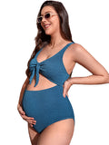 Pregnant Women's One-piece Swimsuit High Waist Pure Color Bikini