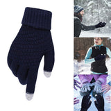 Winter Coldproof Knitted Warm Gloves Touch Screen Gloves - Navy