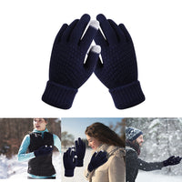 Winter Coldproof Knitted Warm Gloves Touch Screen Gloves - Navy