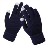 Winter Coldproof Knitted Warm Gloves Touch Screen Gloves - Navy