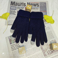 Winter Coldproof Knitted Warm Gloves Touch Screen Gloves - Navy