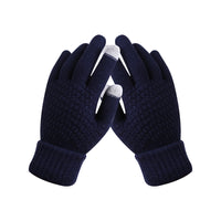 Winter Coldproof Knitted Warm Gloves Touch Screen Gloves - Navy