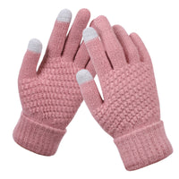 Winter Coldproof Knitted Warm Gloves Touch Screen Gloves - Pink