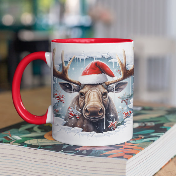 3D Cute Xmas Mug BUFFALO ANIMAL Funny gifts for work colleague gifts for women or men, funny mugs for women, novelty mug silly gifts, work bestie gifts, Kids Mug Santa Mug