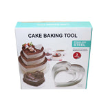 3 Piece Heart Baking Tool Mould Stainless Steel Heart Cookie Cutters