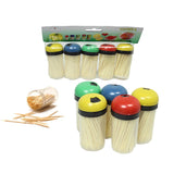 5 Pack Plastic Toothpick Holder with Toothpicks Assorted Colours