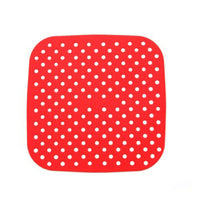 8.5 inch Reusable Air Fryer Liners Non-Stick Silicone Pad Mat Basket Square - Red