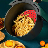 8 inch Reusable Air Fryer Liners Non-Stick Silicone Pad Mat Basket Round - Red