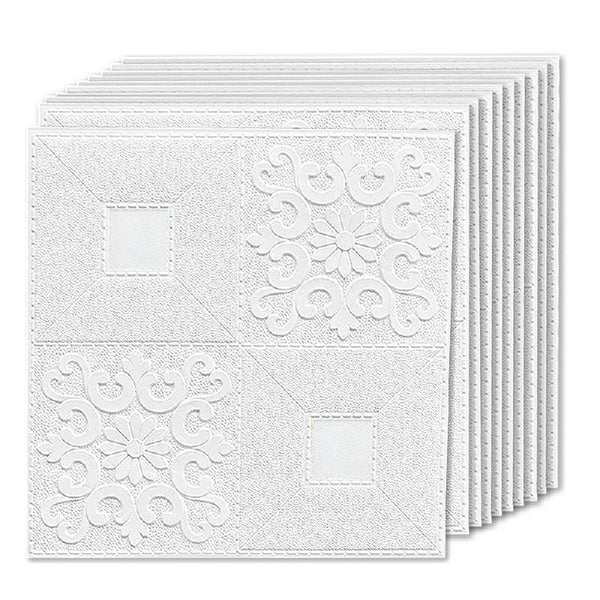 10pcs 3D Tile Brick Wall Sticker Waterproof Foam Panel Self-adhesive Wallpaper - White