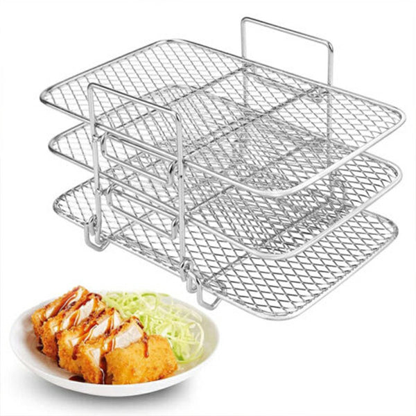 Air Fryer Grill Rack for Ninja Dual Air Fryer 304 Stainless Steel Three Layer