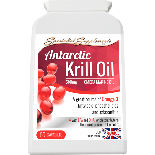 Antarctic Krill Oil 500mg Omega Marine oil 60 capsules A source of Omega 3 and astaxanthin