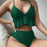 Women's Solid Color Split Bikini Swimsuit