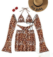 Leopard Print Split Bikini Swimsuit Suit