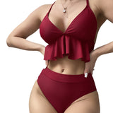 Women's Solid Color Split Bikini Swimsuit