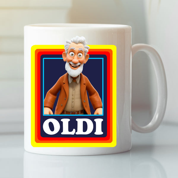 Oldi Man Mug- Birthdays Christmas Funny Gift Presents Father's Day Celebration Novelty Old Coffee Tea Heavy Duty Handle Orca Coated Dishwasher/Microwave Safe Ceramic 11oz