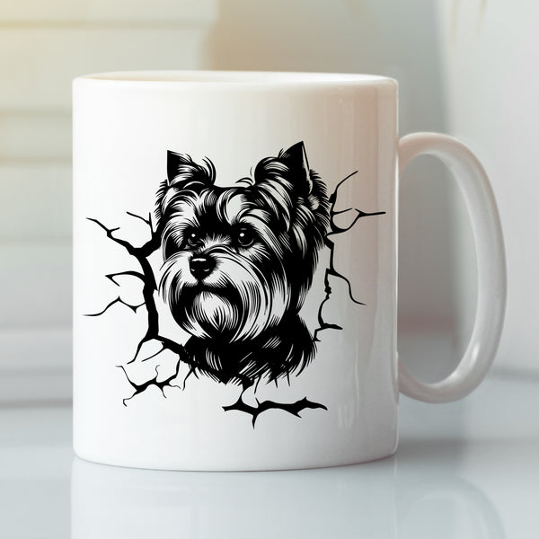 Dog Lovers Collection Yorkshire Terrier in Crack Coffee Mug, 11 oz, Ceramic