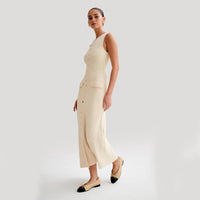 Elegant Knitted Sleeveless Dress Fashion Slim Round Neck Long Dresses Womens Clothing