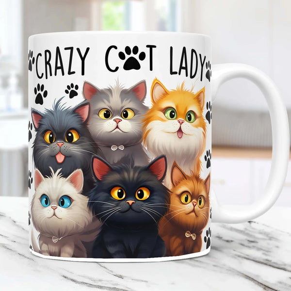 Crazy Cat Lady - Funny Gift/Present for Pet Lovers - Tea/Coffee Ceramic Cup 11oz