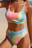 Women's Fashion Tie-dye Pleated Split Bikini