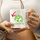 Mug 325 ml – Vote Green Party– UK 2024 Politics Election – United Kingdom – 325 ml – White – General Election Support your Party Fan art Item Green Party Victorious Winner