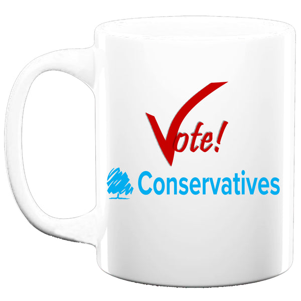 Mug 325 ml – Vote Conservative – UK 2024 Politics Election – United Kingdom – 325 ml – White – General Election Support your Party Fan art Item Conservative Victorious Winner