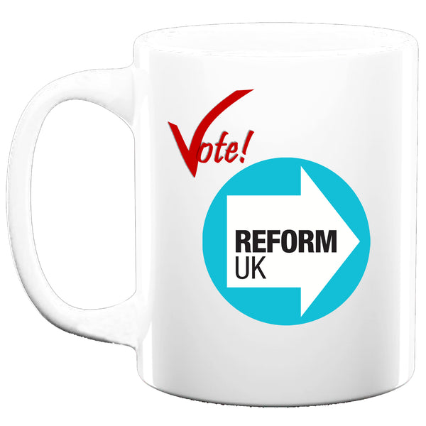 Mug 325 ml – Vote Reform UK – UK 2024 Politics Election – United Kingdom – 325 ml – White – General Election Support your Party Fan art Item Reform UK Victorious Winner